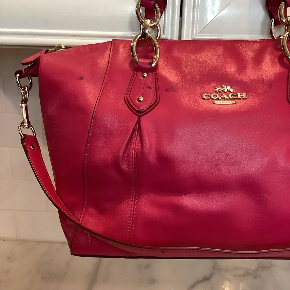 Coach Bag Purse Handbag Colette Leather Carryall Satchel Tote Pocketbook Pink